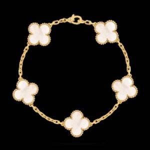 Elegant Gold and White Floral Bracelet